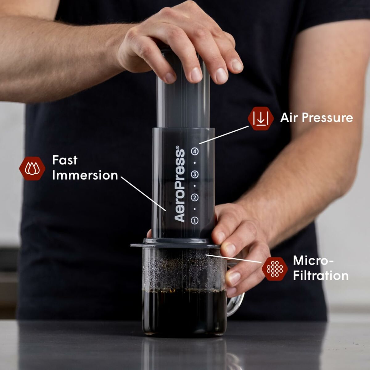 Portable Coffee Maker Aeropress 85R11 Black Transparent-8