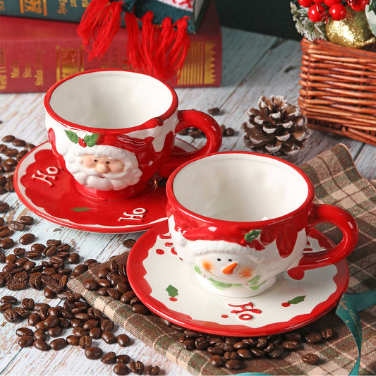 Three-dimensional Hand-painted Santa Claus Ceramic Coffee Set Suit