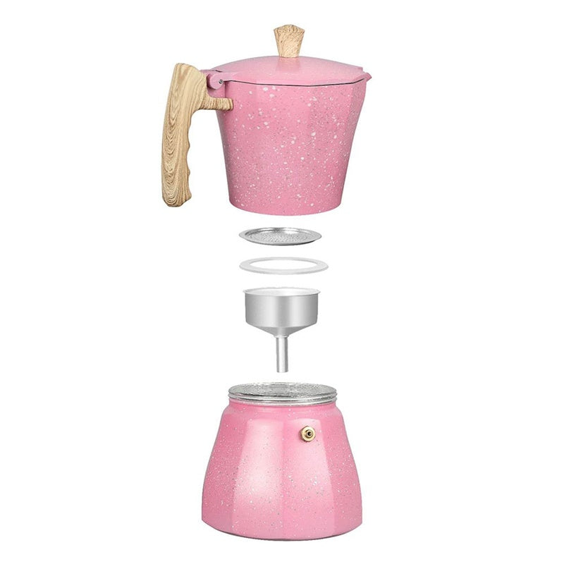 European Aluminum Coffee Pot with Octagonal Design and Coffee Cup