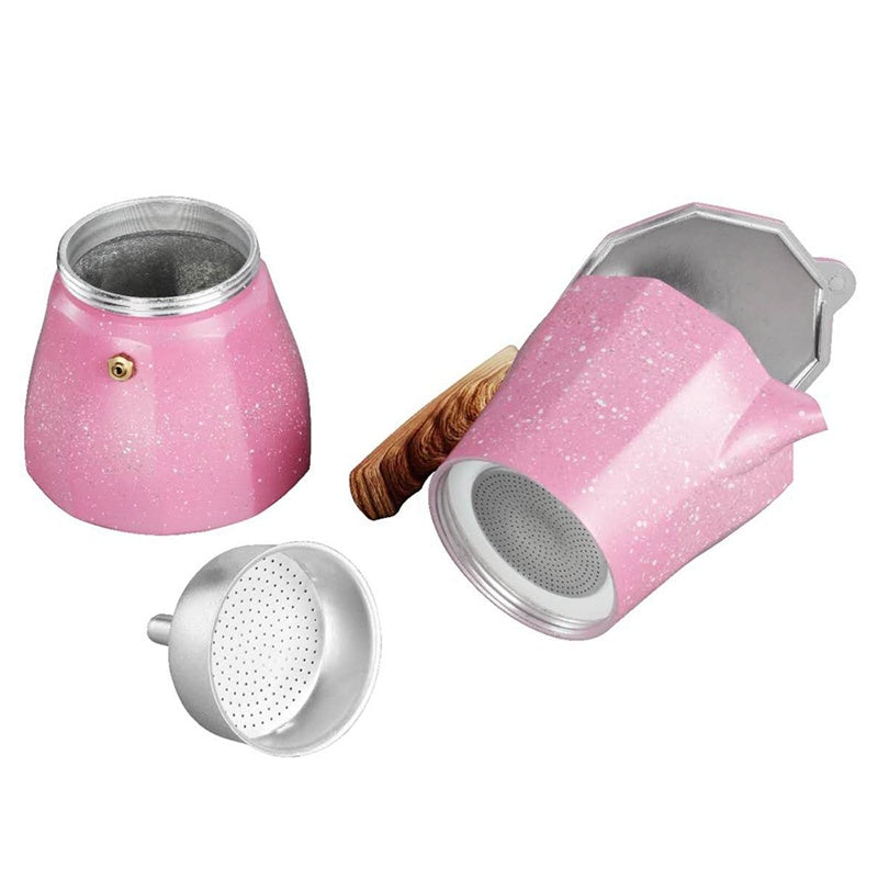European Aluminum Coffee Pot with Octagonal Design and Coffee Cup
