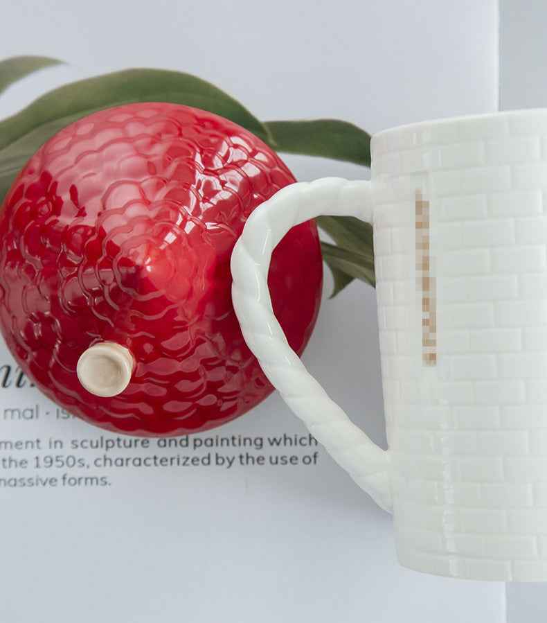 Gingerbread Man Red House Water Cup House Cottage Mug Coffee Cup With Lid