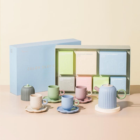 Flower Teapot Gift Box with Teacup Set for Elegant Home Living Room Decor