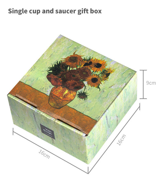 Van Gogh Coffee Cup Gift Box – Elegant Bone China Mug for Home Use