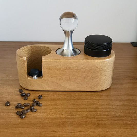 Beechwood Tamping Station and Organizer for Coffee Lovers