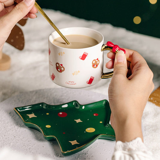 Christmas Coffee Cup And Saucer With High Value