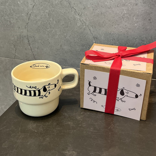 Coffee Cup Gift Box Featuring Adorable Dachshund Dog Design