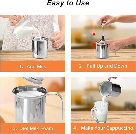 Manual Operated Milk Foam Maker for Cappuccino and Latte Coffee Frother