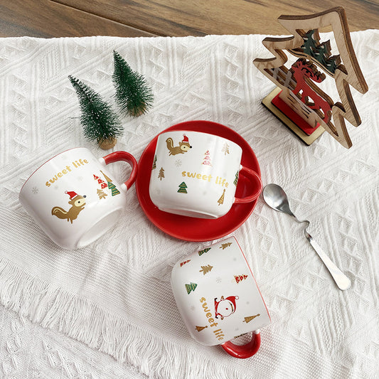 Christmas Gift Ceramic Coffee Cup Plate