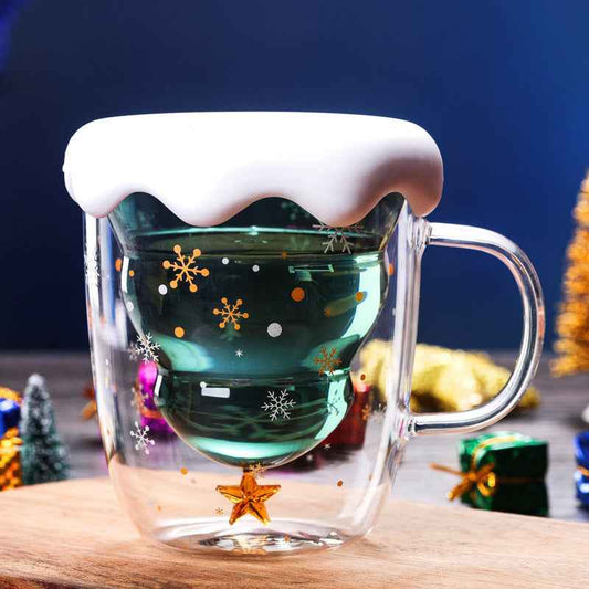 Double-layer Glass Christmas Tree Star Wish Cup High-temperature Resistant Glass Water Cup