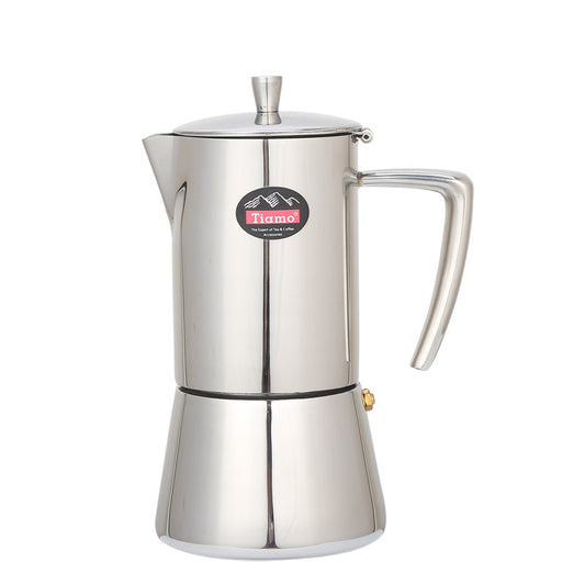 Tiamo® Moka Coffee Pot 4 Cups - Durable and Elegant Stainless Steel Brew Solution