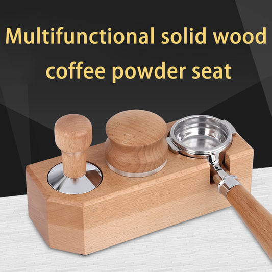 Coffee Machine Handle Bracket for Italian Press - Solid Wood Coffee Powder Base with Cloth Pad