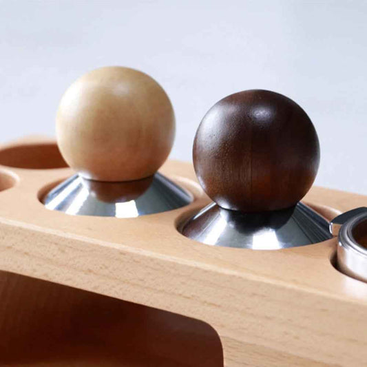 Round Coffee Tamper with Walnut and Beech Handle