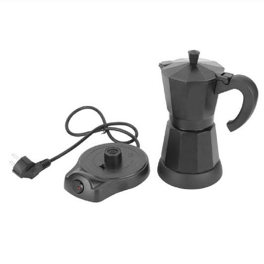 Black electric percolator with power cord on a white background Shop now