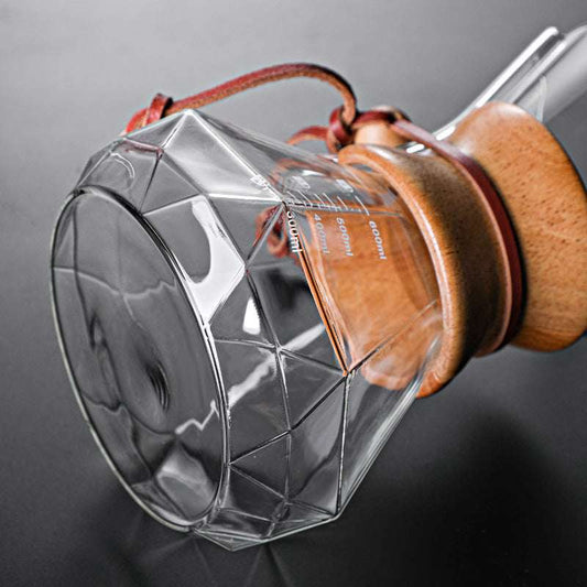 CHEMEX Diamond faceted glass pour-over coffee brewer base with volume markings. Shop now