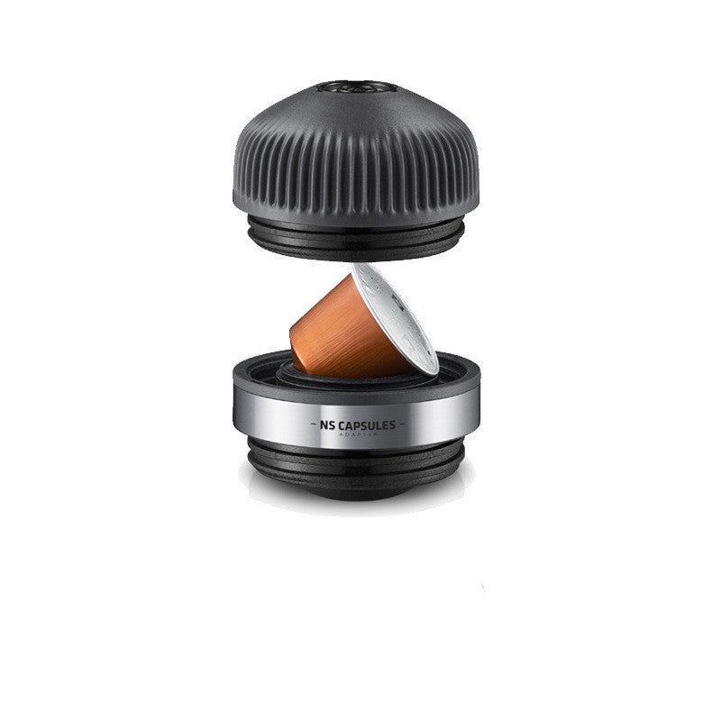 Coffee capsule holder with a coffee capsule on a white background