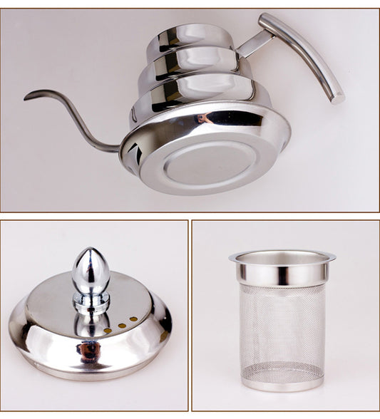 Gooseneck Kettle Components: Bottom, Lid, and Stainless Steel Filter, Coffee Brewing Accessories