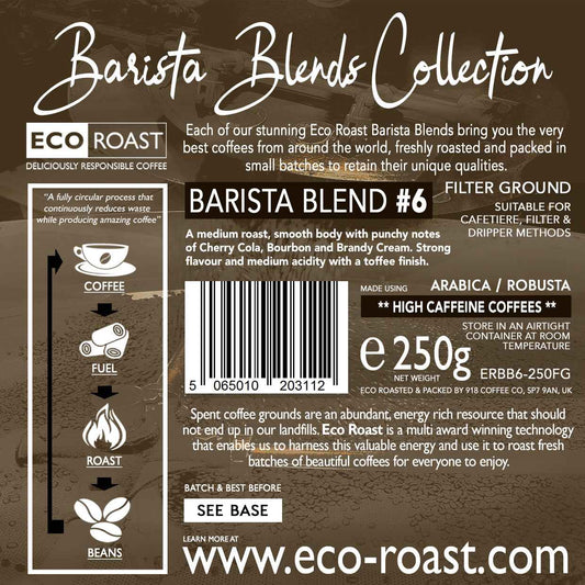 250g Eco Roast Blend #6 Filter Ground Coffee - Premium Eco Roast Blend Coffee