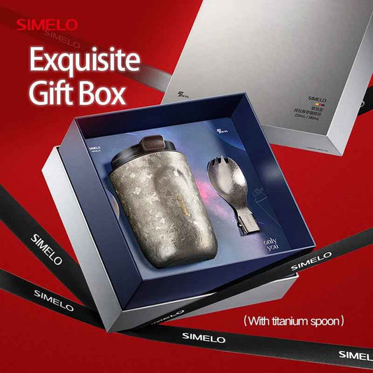 SIMELO 380ML Pure Titanium Coffee Cup Gift Box Packaging Inner and Outer Pure Titanium Insulated Coffee Cup Thermos Water Bottle
