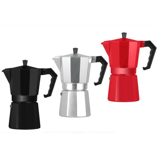 Stovetop_Espresso_Maker  red color  black, silver, and red on a white background Shop now!
