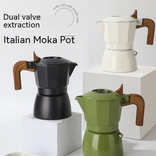 Double Valve Moka Pot Espresso Coffee Machine for Authentic Italian Coffee