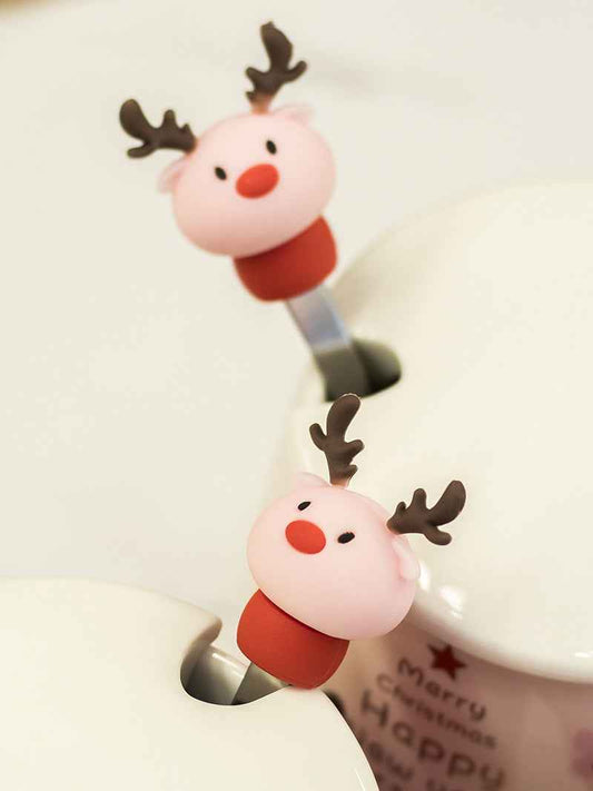 Cartoon Milk Cup With Lid Spoon Ceramic