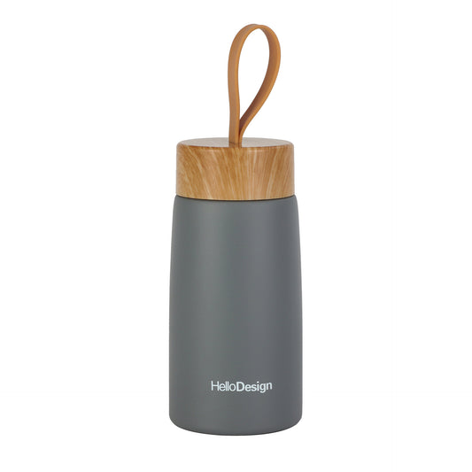 Stylish Mini Travel Mug with Wood Grain Lid - On-the-Go Convenience - 280ml HeloDesign