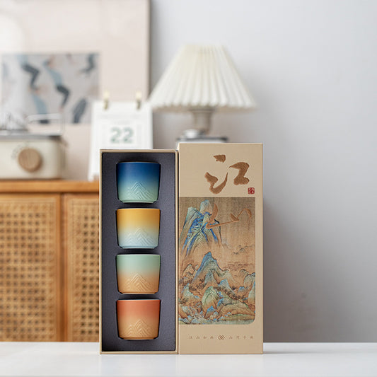 Tea Cup Gift Set Gift Box - Gradient Color Master Cup
