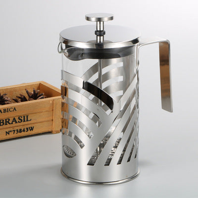 Hand Press Stainless Steel French Coffee Pot for Effortless Home Brewing