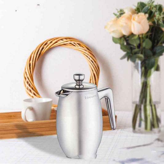 Stainless Steel Double-layer Coffee Pot Home French Filter Press Pot