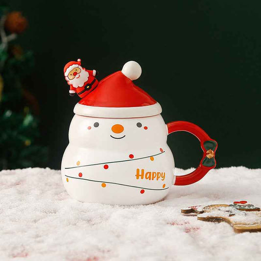 Cartoon Christmas Ceramic Mug Large Capacity
