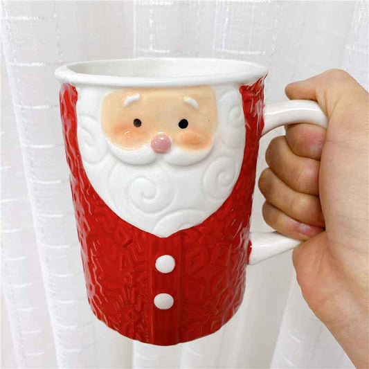 Christmas Theme Ceramic Mug Handmade Painted Santa Claus