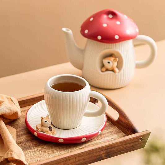 Mushroom Ceramic Tea Kettle Coffee Set