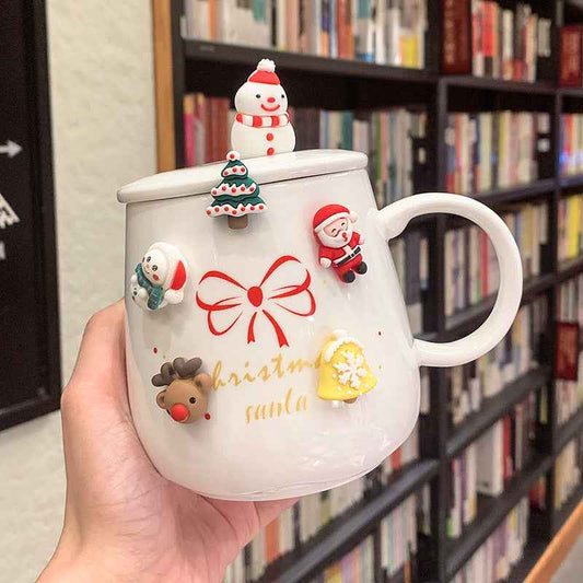 Ceramic Creative Home Coffee Cup With Lid Spoon