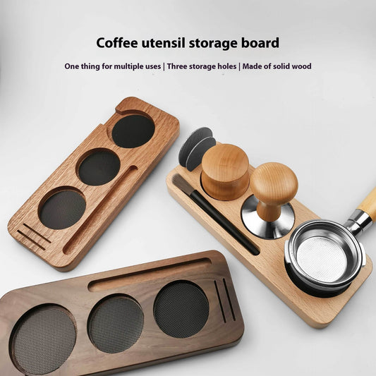Solid Wood Coffee Tamping Station for Perfect Espresso Preparation