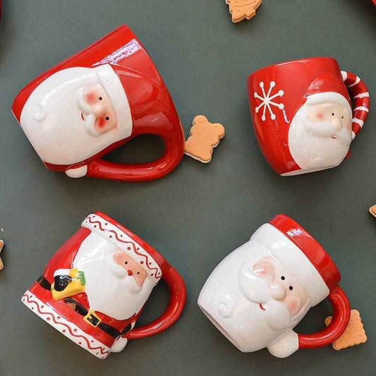 Stereoscopic Ceramic Large Capacity Handle Christmas Mug