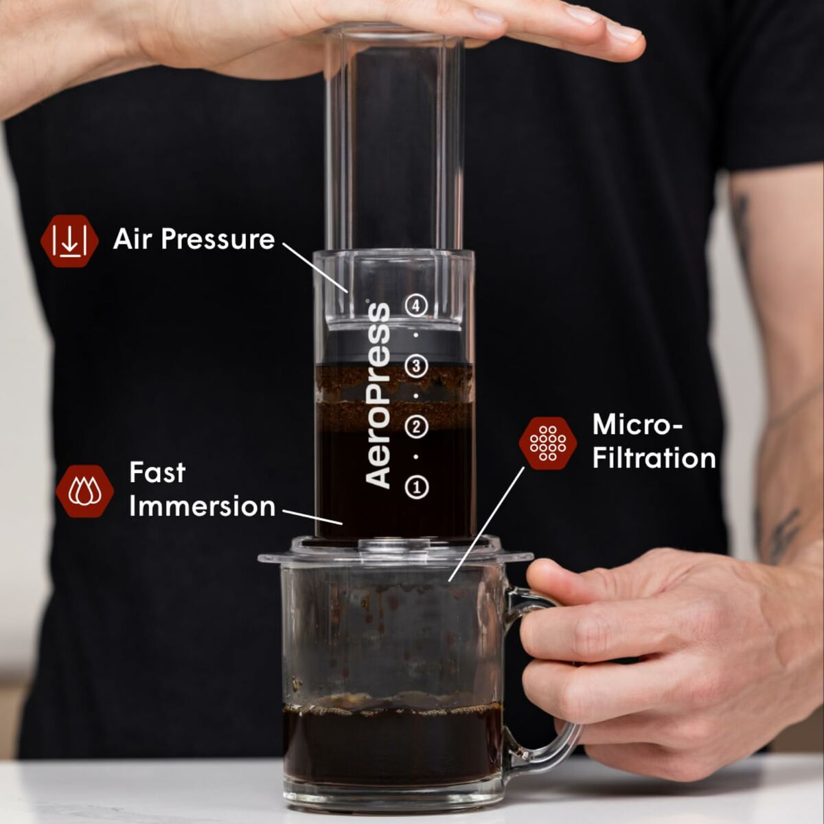 Portable Coffee Maker Aeropress Clear Transparent Tritan 250 ml-6