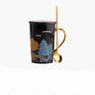 Coffee Ceramic Cup With Lid Spoon