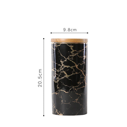 Ceramic Coffee Beans Storage Box - Stylish Marble Grain Design for Functional Organization
