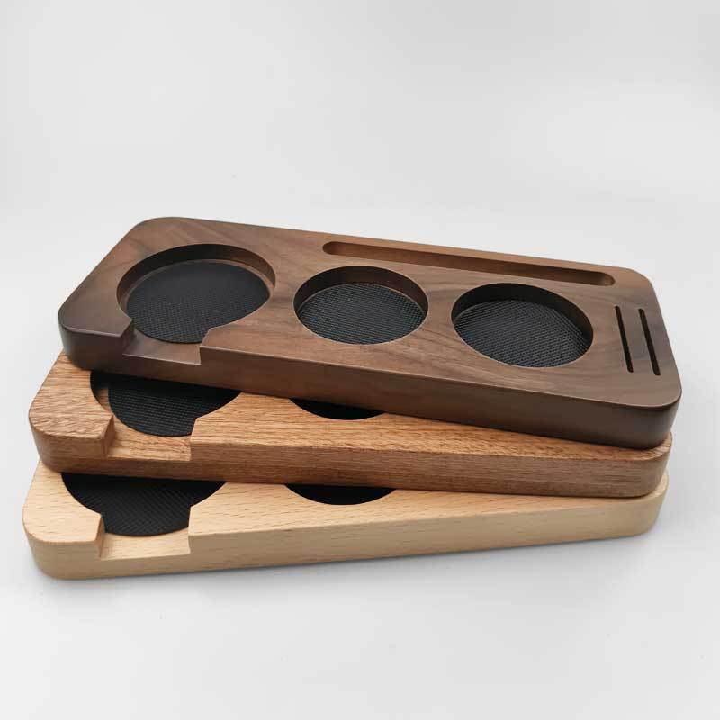 Solid Wood Coffee Tamping Station for Perfect Espresso Preparation