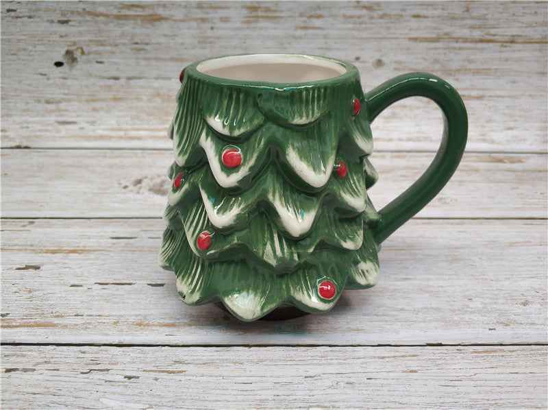 Christmas Theme Ceramic Mug Handmade Painted Santa Claus