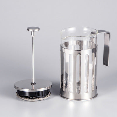 Hand Press Stainless Steel French Coffee Pot for Effortless Home Brewing