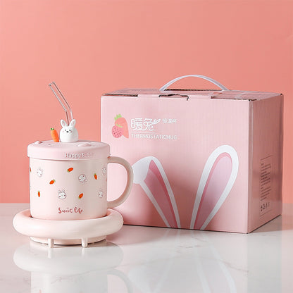 55 Degree Warm Cup Creative Ceramic Mug With Lid Insulation