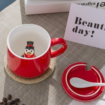 Cute Cartoon Ceramic Christmas Mug Cow Coffee Cup
