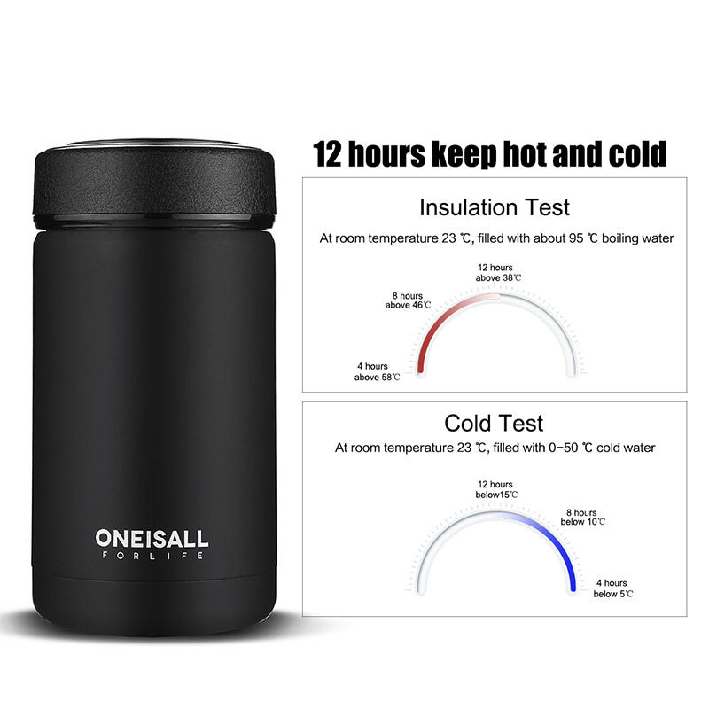 ONE IS ALL Men's 400ml Insulated Stainless Steel Mug - Vacuum Flask for Coffee, Wine & Water