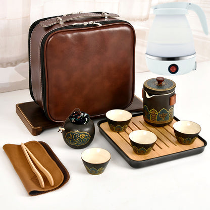 Ceramic Portable Travel Tea Set Gift Box