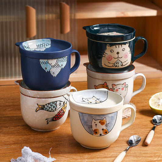 Ceramic Cup Gift Set with Lid, Large Capacity and Spoon Set in Gift Box