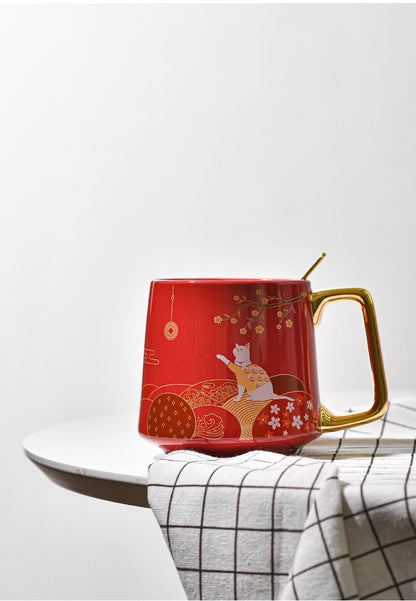 Fortune Cat Mug - Perfect Ceramic Tea Cup for Cat Lovers