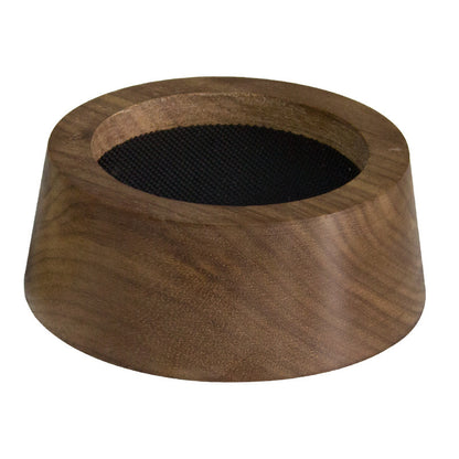 Wooden pet bed with black mesh on a white background