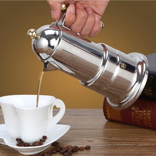 Italian Stainless Steel Moka Pot Espresso Set – Thickened Extraction Coffee Maker for Electric Stove