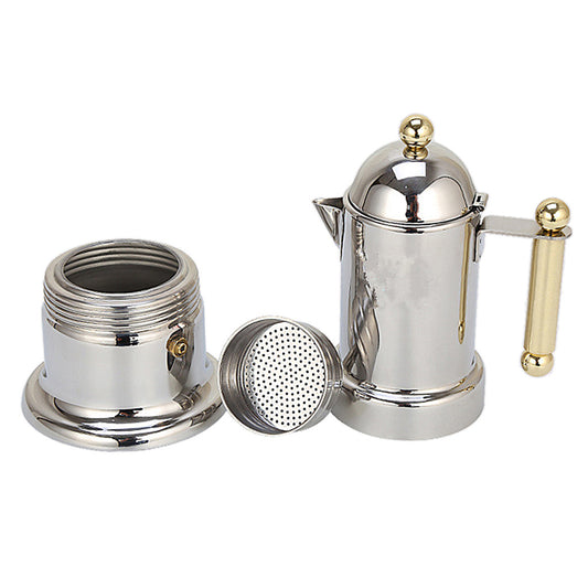 Italian Stainless Steel Moka Pot Espresso Set – Thickened Extraction Coffee Maker for Electric Stove